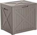38 Gallon Outdoor Deck Box,Storage Lockable Waterproof Patio Furniture,Garden Tools,Cushions,Pool Accessories Outside Storage Resin Box(Grey)