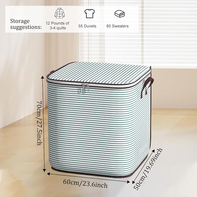 Clothes Storage Bins, 210L Foldable Blanket Storage Bags, Closet Organizers and Storage Containers with Reinforced Handle and Zippers for Bedroom, Closet, Comforters, Pillows, Toys