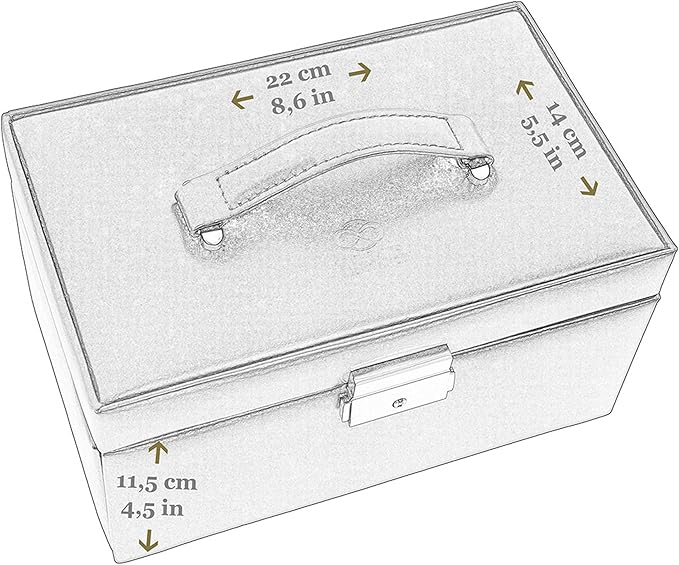 Time Resistance Jewelry Box - Full Grain Leather Jewellery Organizer - Accessories Storage - Key Lock Box for Women (Cognac Brown)