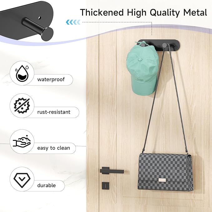 Ironing Board Holder Wall Mount,Ironing Board Hanger with Removable Hooks, Laundry Rooms Stainless Steel Ironing Boards Hook for Wall for Y or T Leg (Black)