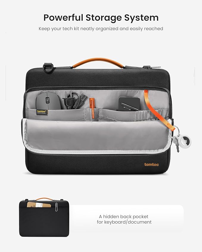 tomtoc 360 Protective Laptop Shoulder Bag for 15.6 Inch Lenovo IdeaPad Gaming 3, Acer Nitro 5 Gaming Laptop, ASUS 15.6-16 Inch ASUS Strix G16/G15, Dell XPS 17, Water-Resistant Accessory Carrying Case