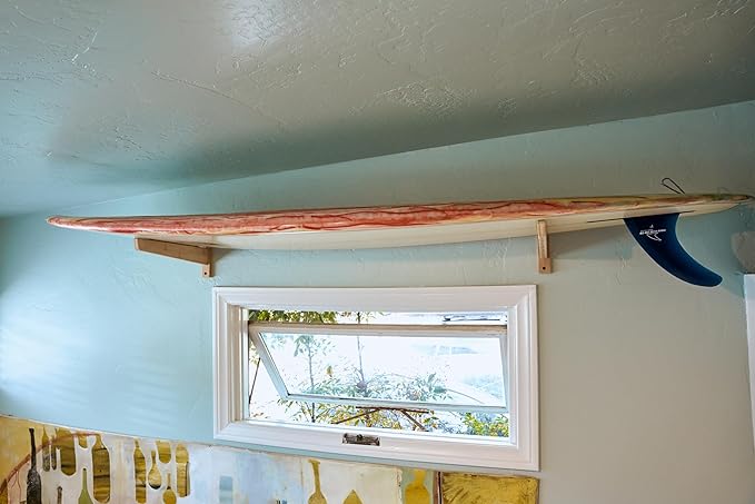 Surfboard Wall Mount, Suitable for Longboards and Shortboards, Snowboards, Beautiful Bamboo Storage Rack, Works for Indoors and Outdoors Display (Amber), Standard