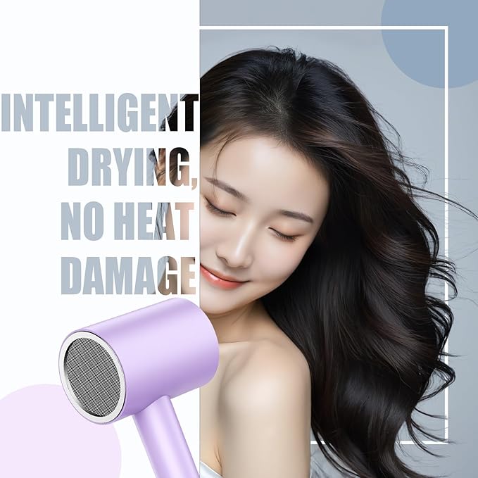110V Hotel Wall Mounted Hair Dryer for Bathroom（with Night Light） Professional Styling HairDryer for Salon【Blue Light Negative Ions】 Fast Drying Restroom Blow Dryer，Matte Texture - Pearly White