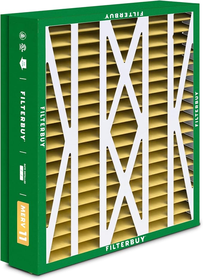 Filterbuy 21x21.5x5 Air Filter MERV 11 Superior Pet & Allergy Defense (4-Pack), Pleated HVAC AC Furnace Filters for Trane Perfect Fit & American Standard (Actual Size: 20.00 x 21.09 x 4.97)