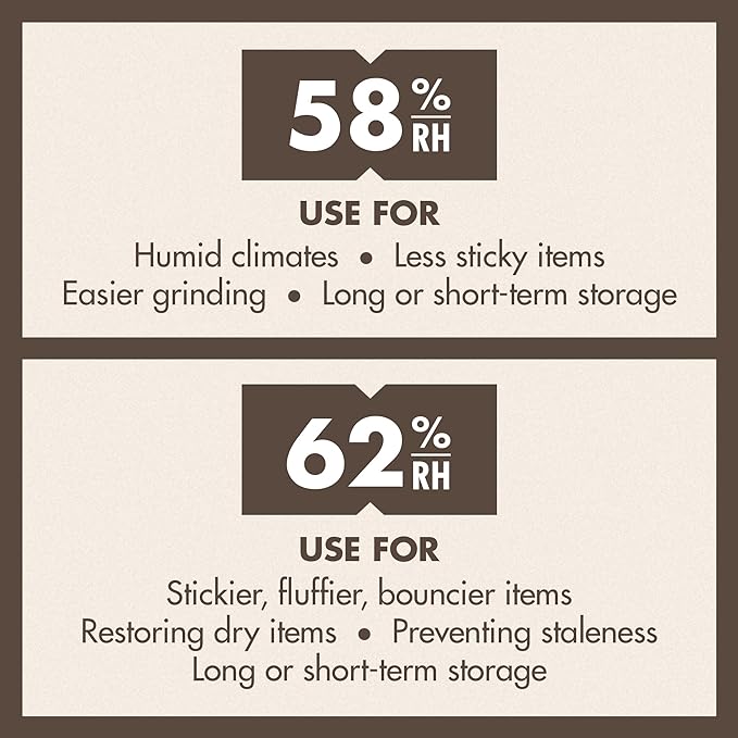 Boveda 58% Two-Way Humidity Control Packs For Storing 1 lb – Size 67 – 20 Pack – Moisture Absorbers for Storage Containers – Humidifier Packs – Hydration Packets in Resealable Bag