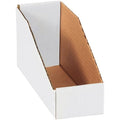 Aviditi Corrugated Cardboard Storage Bins, 3"x 9"x 4 1/2", White, Pack of 50, for Warehouse, Garage and Home Organization