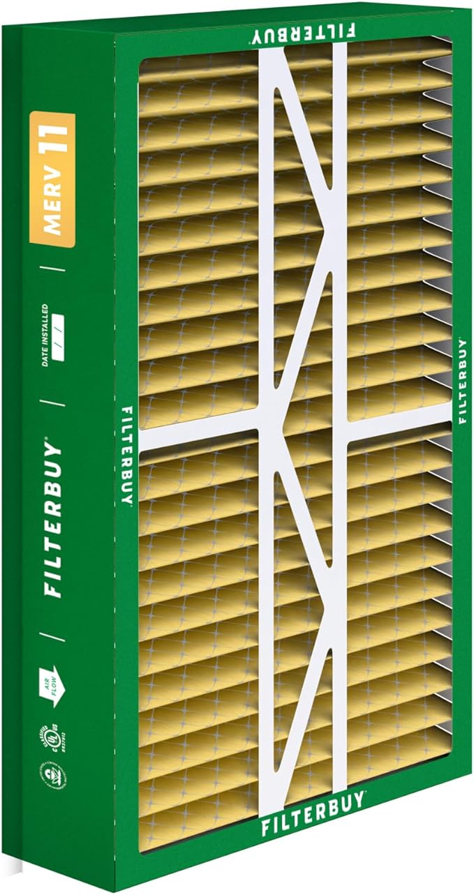 Filterbuy 17.5x27x5 Air Filter MERV 11 Superior Pet & Allergy Defense (4-Pack), Pleated HVAC AC Furnace Filters for Trane Perfect Fit & American Standard (Actual Size: 17.13 x 26.13 x 4.97)