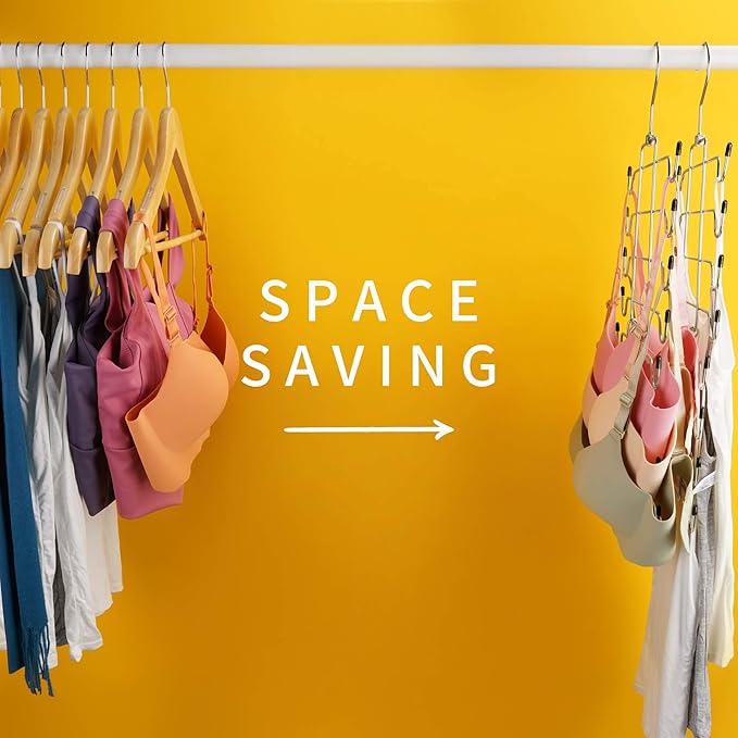 2 Pack Tank Top Hanger, Bra Organizer for Closet, Hanging Space Saving Sport Bra Lingerie Holder Closet Organizers and Storage, College Apartment Essentials, Silver