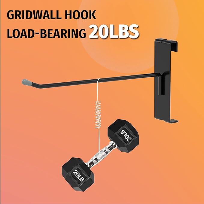 HUHOLE Gridwall Hooks 4 Inch, 50PC Display Hooks for Grid Wall, Hook for Grid Wall Panel, Black