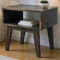 Acacia Serena Nightstand Solid Wood Nightstand with Open Storage Shelf, Wood Bedside Table, Night Stands for Bedroom - Mocha