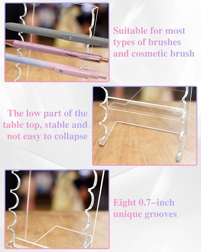 8 Tier Acrylic Makeup Brush Holder, Unique Clear Paint Brush Drying Rack Hair Brush Holder for Women, Acrylic Pen Holder Display Stand for Home School Office or Store Use