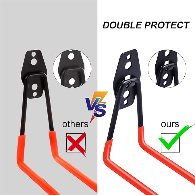 16 Pack Heavy Duty Garage Hooks with Extension Straps, Double Hook Design with Triple Welded Reinforcement, Supports Up to 100 lbs, Ideal for Home, Garden and Tool Storage