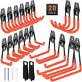 20 Pack Utility Steel Heavy Duty Wall Mount Garage Hooks,with Anti-Slip Coating,for Hanging Bikes,Ladder,Ropes,Bulk Items,Power,Yard and Garden Tools