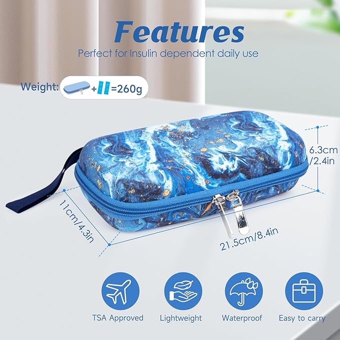 YOUSHARES Insulin Cooler Travel Case - Diabetic Insulated Organizer Portable Cooling Bag for Medication Cooling Insulation, Insulin Pen Case with 2 TSA Approved Cooler Ice Pack (Quicksand Gold)