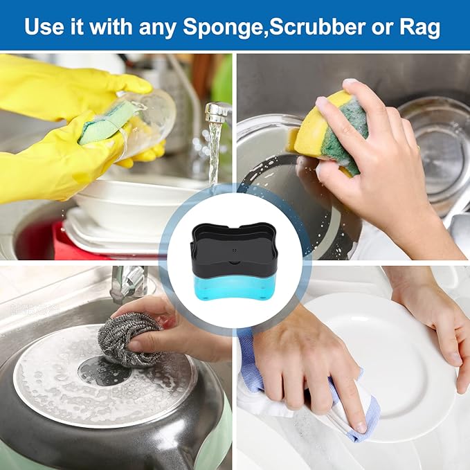 Premium Quality Dish Soap Dispenser - Countertop Kitchen Soap Dispenser, Sink Dish Washing Soap Dispenser 13 Ounces (Sponge Included)