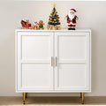 RoyalCraft 2-Door Wood Cabinet, Modern Credenza with Adjustable Shelves, Freestanding Buffet Sideboard Cabinet for Living Room, Dining Room, Entryway, White