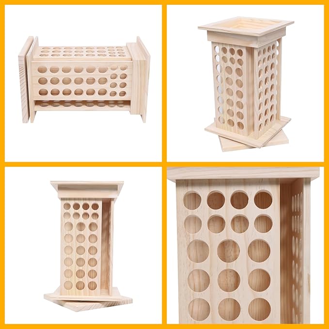 104-Hole Wooden Essential Oil Display Rack, 8 Tiers Rotating Pine Organizer for Home, Beauty Salon, Perfume Store, Hold 5ml & 15ml Bottles, Space-Saving Countertop Holder, Easy Access, 9.44*15.74in