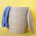 Storage & Organization, Decorative Wicker Baskets for your Home, Laundry Hamper, Baby Nursery Toys Bin, Living Room Blankets Storage, Towels Holder, Wicker, Woven, Lid, Wide, White (Large)