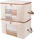 Canvas Comforter Storage Bags 2 Pack Folding Organizer bag for King/Queen Comforters, Pillows, Blankets, Bedding/Quilt, Blanket, Duvet, Mothproof Space Saver; Large Collapsible Organizers, 24"x14"x14"