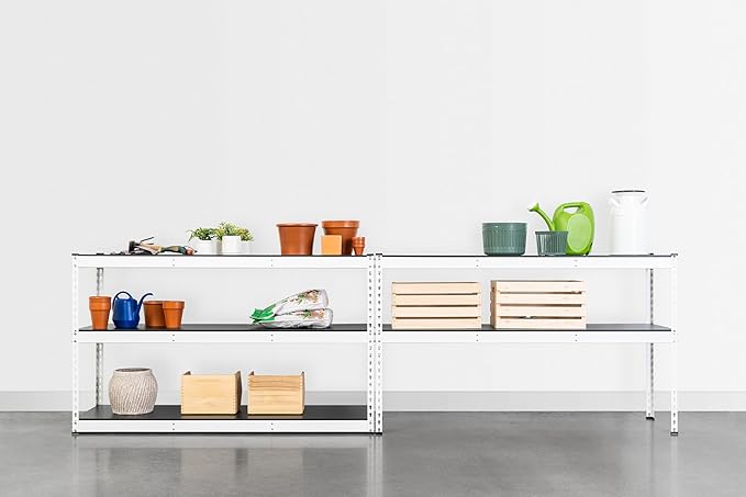 SafeRacks Modular Garage Shelving - 5 Tier Storage Shelves, Tall Metal Rack Shelves for Storage, Heavy Duty Steel Shelf Organizer for Garage, Or Kitchen Pantry (White, 18 x 60 x 72)