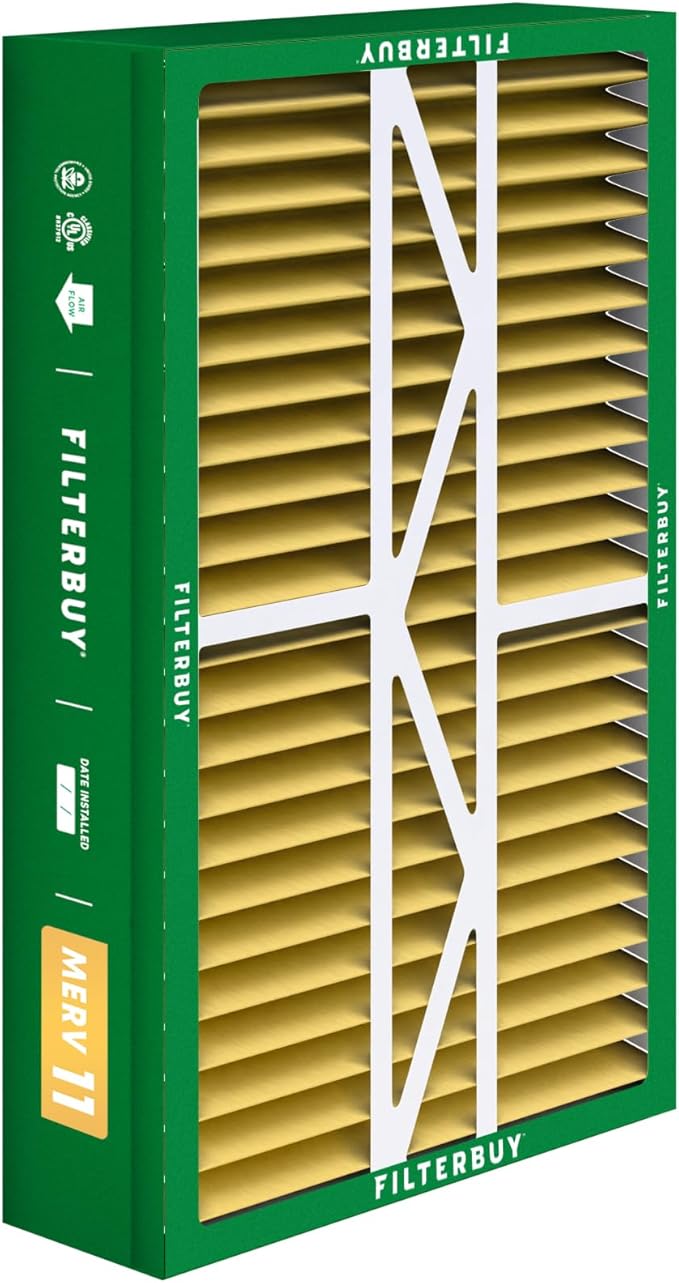 Filterbuy 17.5x27x5 Air Filter MERV 11 Superior Pet & Allergy Defense (4-Pack), Pleated HVAC AC Furnace Filters for Trane Perfect Fit & American Standard (Actual Size: 17.13 x 26.13 x 4.97)