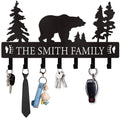 Personalized Key Holder for Wall, Custom Metal Black Bear Coat Hook Key Holder with Name, Metal Key Rack Hanger Organizer for Entryway, Front Door, Hallway, Kitchen, Office Decor