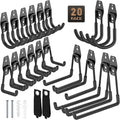 20 Pack Utility Steel Heavy Duty Wall Mount Garage Hooks,with Anti-Slip Coating,for Hanging Bikes,Ladder,Ropes,Bulk Items,Power,Yard and Garden Tools
