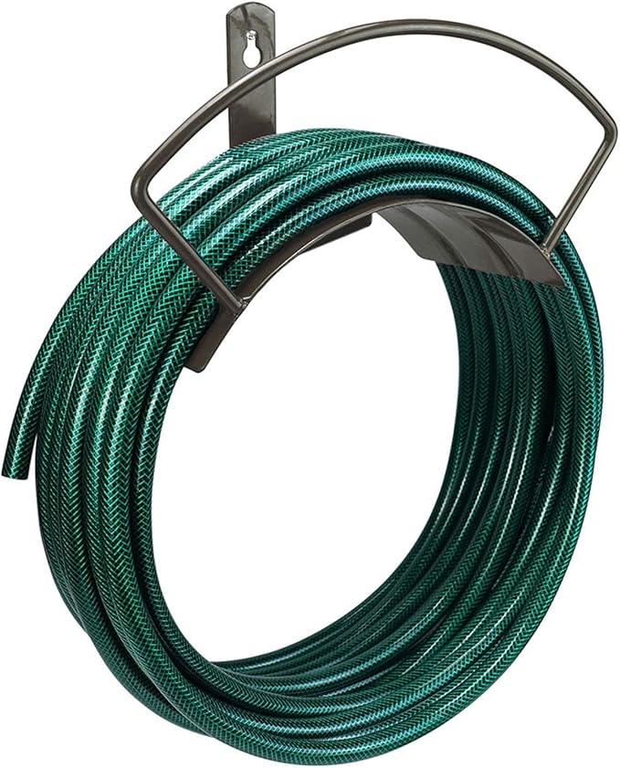 Eastrans Wall Mounted Garden Hose Holder Hold 125ft 3/4" Hose, Durable and Heavy Duty Rust-Free Hose Hanger for Water Hose, Keep Your Backyard Neat and Clean,Brown