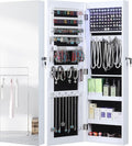 GISSAR Full Length Mirror Jewelry Cabinet, 6 LEDs Jewelry Armoire Wall Mounted Over The Door Hanging, Jewelry Organizer Display Storage Furniture with Lights Locker Mirrored Cabinet, 39.4" H, White