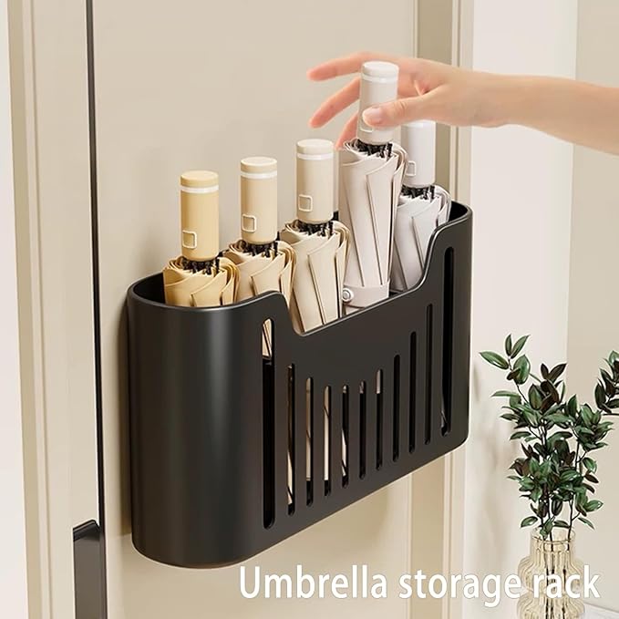 Kitchen Cabinet Door Storage Box, Self-Adhesive Wall-Mounted Storage Box, Wardrobe/Bathroom/Refrigerator Small Item Organizer (Black)