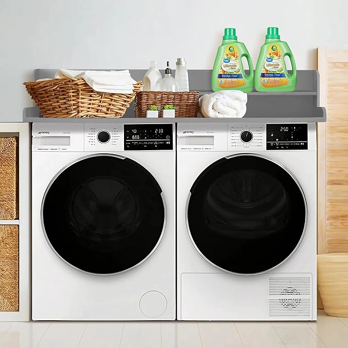 Royxen Laundry Countertop with Storage Universal Fit, Washer and Dryer Countertop with Shelf, Laundry Room Storage, 2-Tier Shelf (Grey)