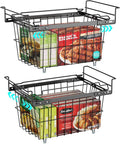 iSPECLE Freezer Organizer Bins - 2 Pcs Hanging Baskets for Deep Freezer, Adjustable Wider & Deeper Chest Freezer Organizer Bins for 5 to 9 Cu Ft, Extra Large & Easy Organize, Black