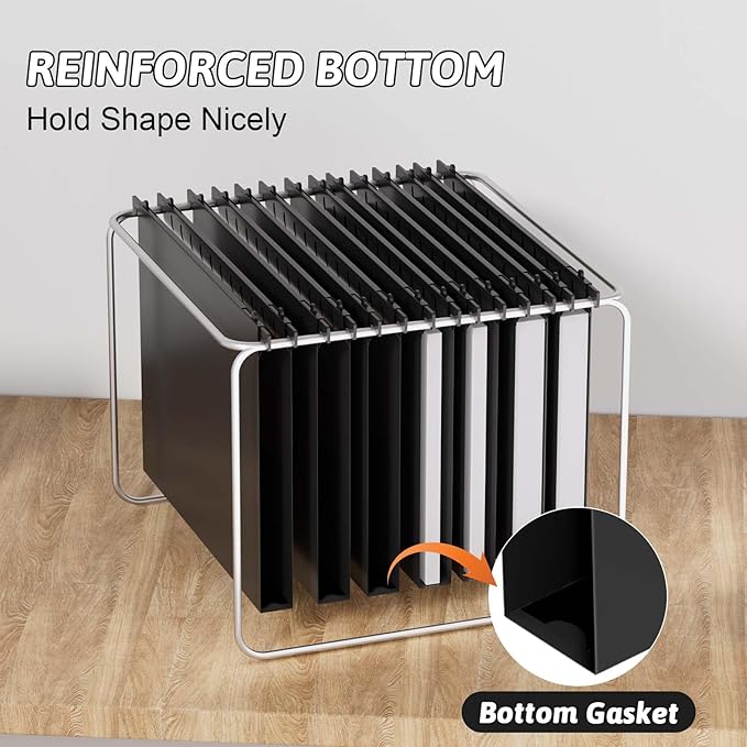 Plastic Hanging File Folders Letter Size,12 Pack Reinforced 1" Expanding Heavy Duty Hanging Organizer Files,Black Hang Folders with Tabs,Durable Filing Cabinet Folders for Office School Home