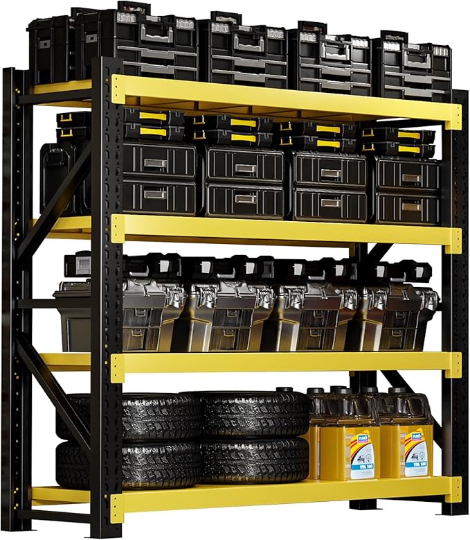 3000LBS Heavy-Duty Garage Shelving, 59" W Metal Shelves, 4-Tier Adjustable Garage Shelving Units, Storage Racks for Warehouse, Workshop