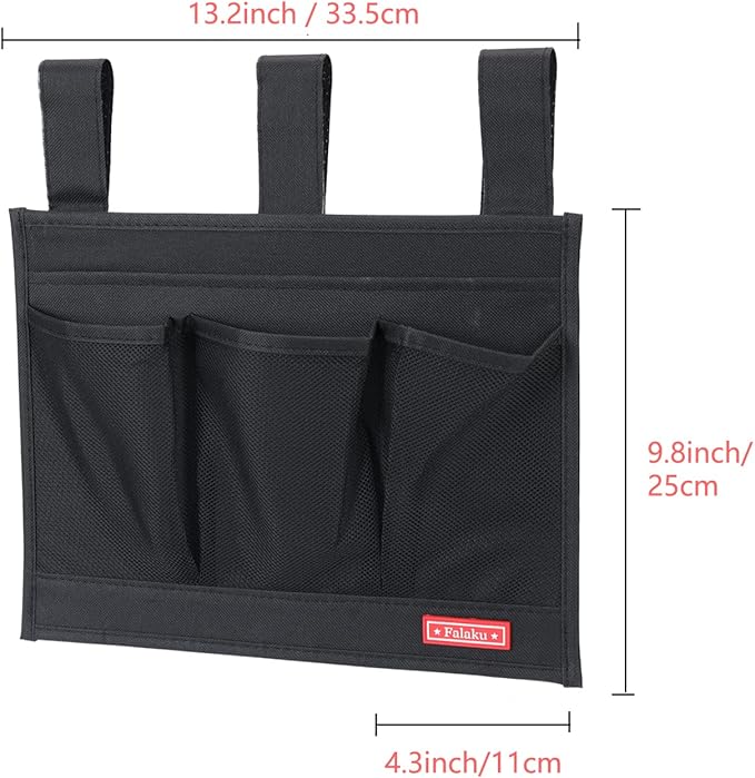 Hanging Bedside Caddy,Bedside Organizer Caddy for Bed Rails(4 Pockets-Black)