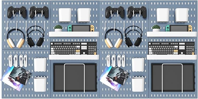 Pegboard Combination Kit, 25.2" x 50.4" Wall Mounted Storage Set with 8 Pegboards & 40 Accessories Hanging, Peg Boards Organizer