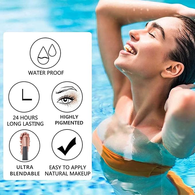 Coffee Eyeshadow Stick Makeup, Cream Shimmer Eye Shadow Pencil, Hypoallergenic Waterproof Long Lasting Crayon, Smooth Glitter Primer Palette Eyeliner Make up