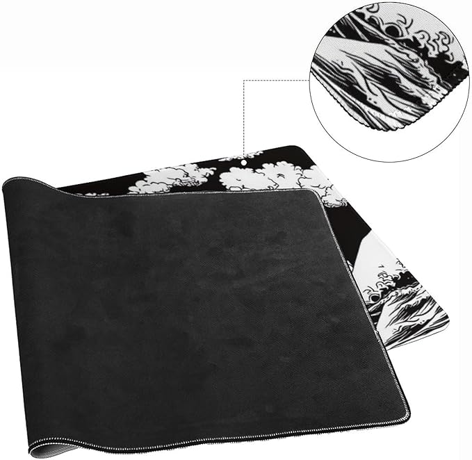 Japanese Sea Wave Large Mouse Pad, Anime Style Gaming Desk Mat, XXL Keyboard Desk Pad Mat for Desktop, 35.4"x15.7" Non-Slip Base Big Mousepad with Stitched Edges