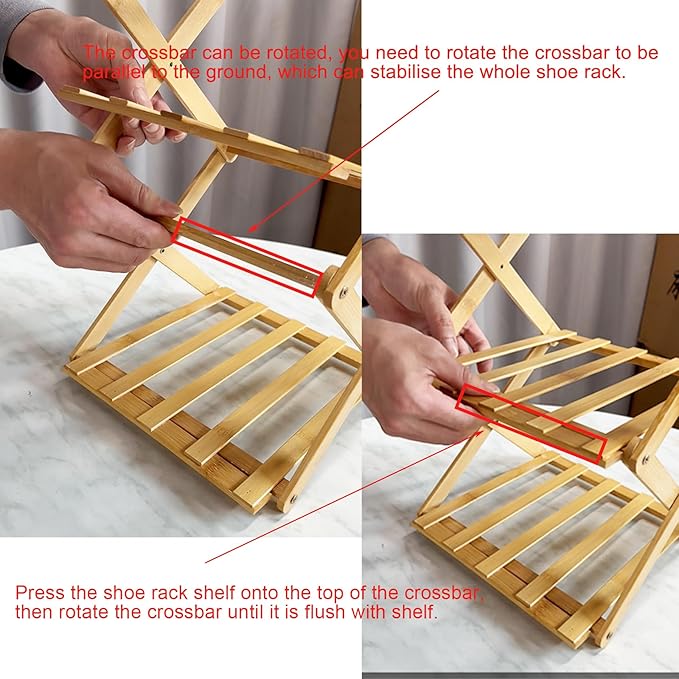 YYW Bamboo Shoe Rack for Entryway,Installation-Free and Foldable Vertical Shoe Storage Organizer,Free Standing Shoe Racks Shelf Closet Shoe Organizer for Living Room (Tawny-4 Layers)