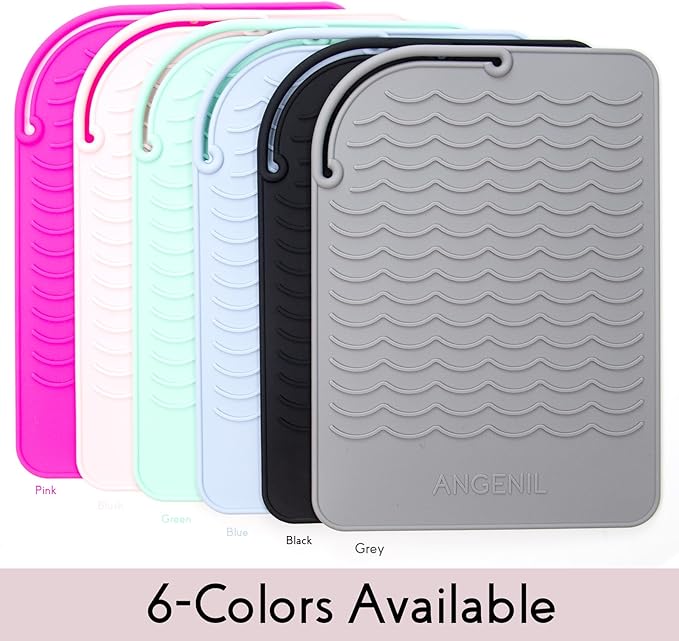 ANGENIL Heat Resistant Silicone Mat Suitable for Curling Iron, Flat Iron, Hot Tools,Safe and Heat-Resistant, Food Grade Silicone (9 "x 6.5")