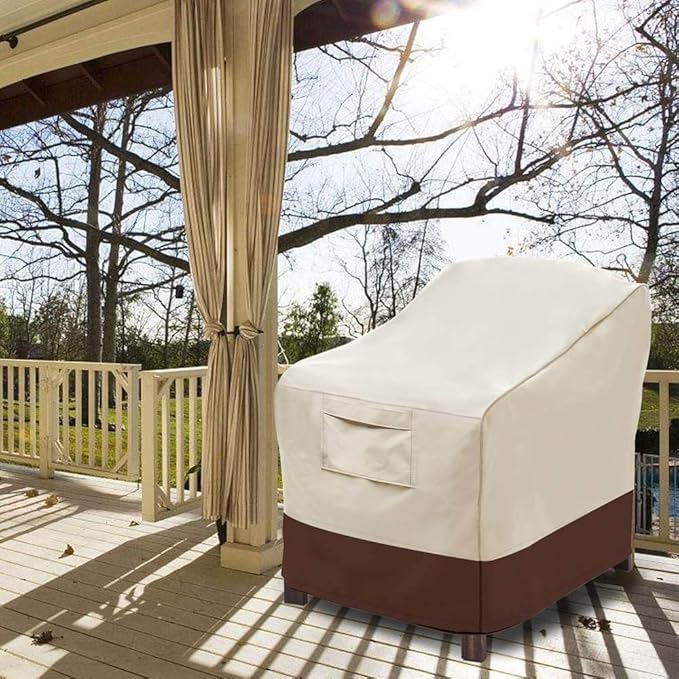 Vailge Patio Chair Covers, Lounge Deep Seat Cover, Heavy Duty and Waterproof Outdoor Lawn Patio Furniture Covers (Small, Beige & Brown)
