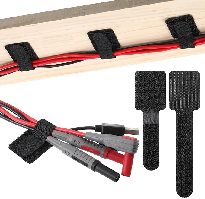 80 Pack Reusable Cable Ties - Self-Adhesive Hook & Loop Straps for Cord Management, Under Desk Wire Organizer, Data Cables, Headphone, Charger, Home Office Use