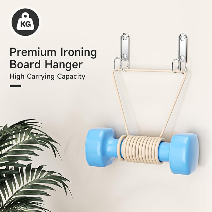 Ironing Board Hanger Wall Mount, Ironing Board Holder for T or Y Leg, Iron Board Holder Stainless Steel, Iron Board Hanger for Laundry Room, Iron Boards Hook for Wall