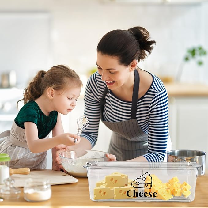 Cheese Container Airtight with Draining Basket Cream Block Cheese Sliced Cheeses Box with Lid for Fridge Shredded Saver 2 Compartment Deli Meat Storage Box,Cheeses Sliced,Grated,Cheddar Keeper