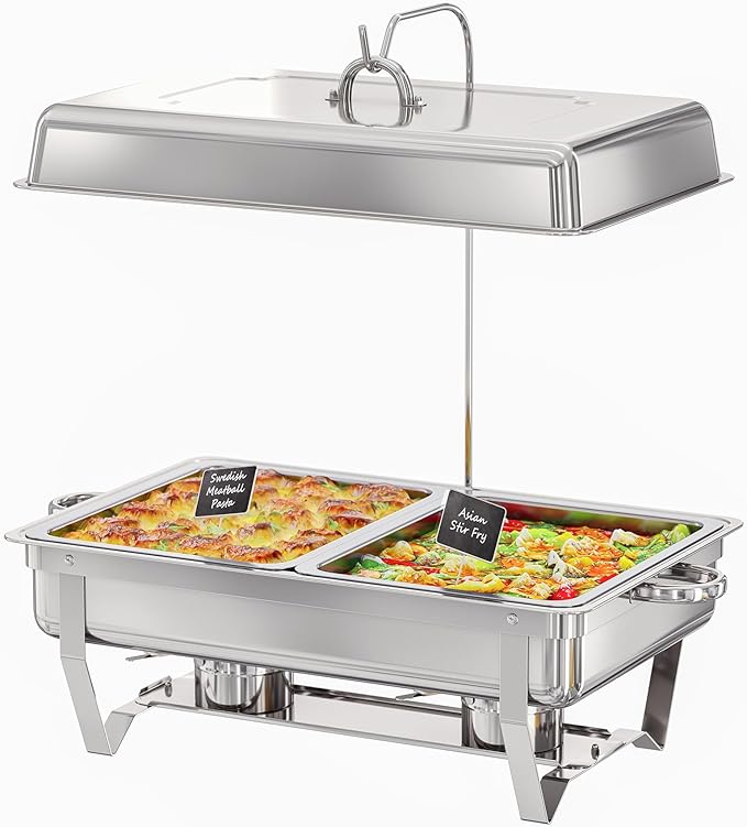 Chafing Dishes for Buffet 1 Pack,11Qt Food Warmers for Parties Buffet,Stackable Design for Easy Storage 1/2 Size Food Pans Buffet Servers and Warmers for Wedding, Catering, Events