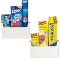 2 Pack Cabinet Door Organizer Adhesive Mount Kitchen Wrap Organizer Container Plastic Storage Shelf Versatile for Kitchen, Bathroom, Office, Bedroom, Garage, Craft Room, White
