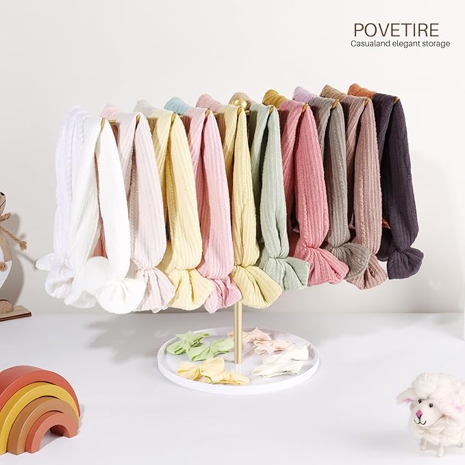 POVETIRE Baby Headband Holder Hair Bow Organizer for Girls,Metal Hair Ties Display Hairband Storage Head Wrap Stand Hair Accessories Organizer for Newborn Infant Toddler Kids