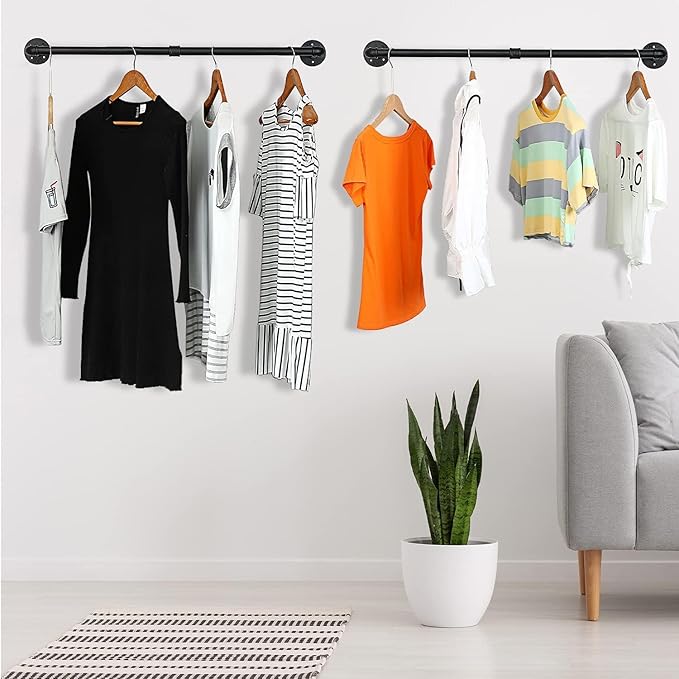 Oroonoko 36inch Industrial Pipe Clothes Rack Wall Mount For Hanging Rod Bar for Laundry Room Up to Max Load 135Lb