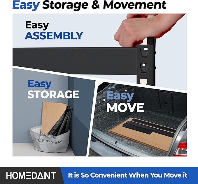 HOMEDANT 5-Tier Laminated Boltless Heavy Duty Metal Shelving Unit Adjustable Garage Storage Utility Rack Shelves Organization Multipurpose Shelf Warehouse Industrial (2, (M) 35.9" W, Black)