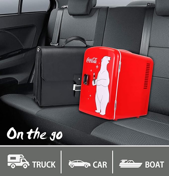 Coca Cola Polar Bear Mini Fridge Compact and Cute Refrigerator for Bedroom Office Dorm Travel Skincare Snacks and Drinks Small Portable Fridge with Adorable Polar Bear Design Perfect for Any Space